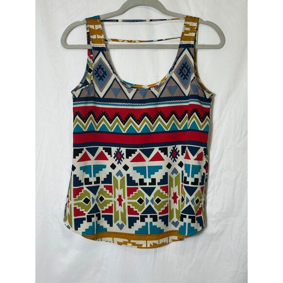 Forever 21 Womens Geometric Tribal Colorful Sleeveless Blouse Cage Back Size S - Picture 3 of 3